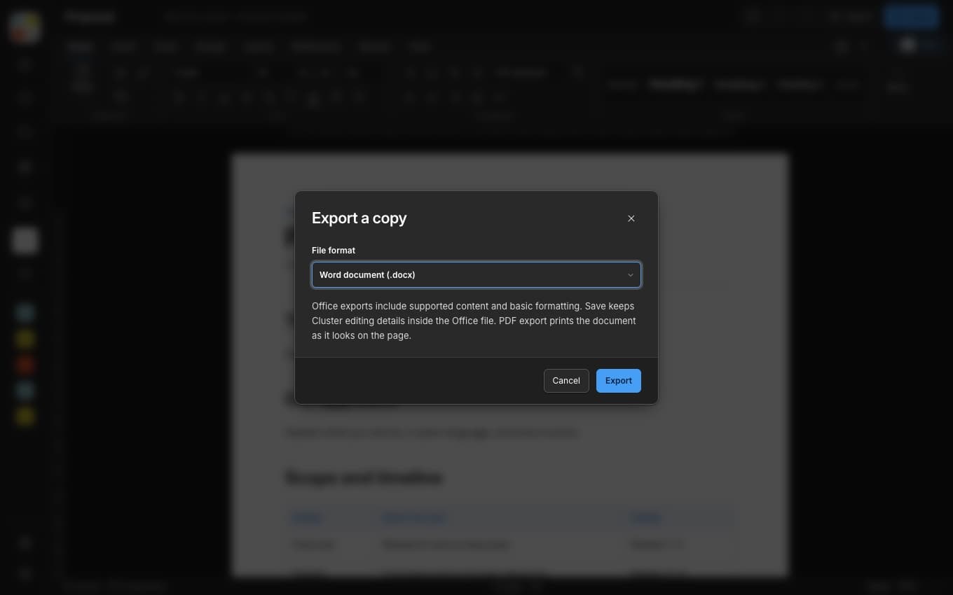 Export a copy in a click