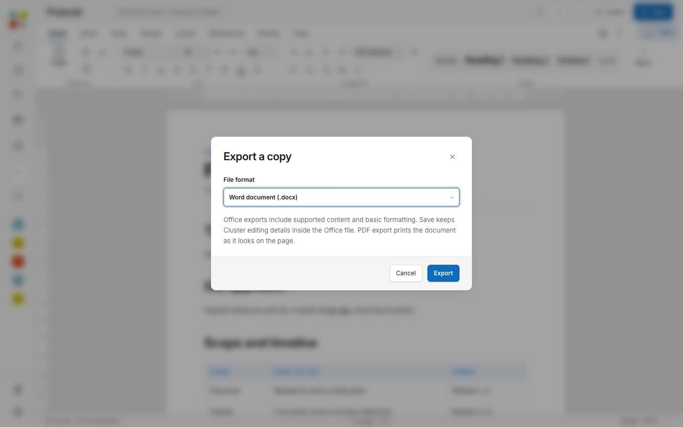 Export a copy in a click